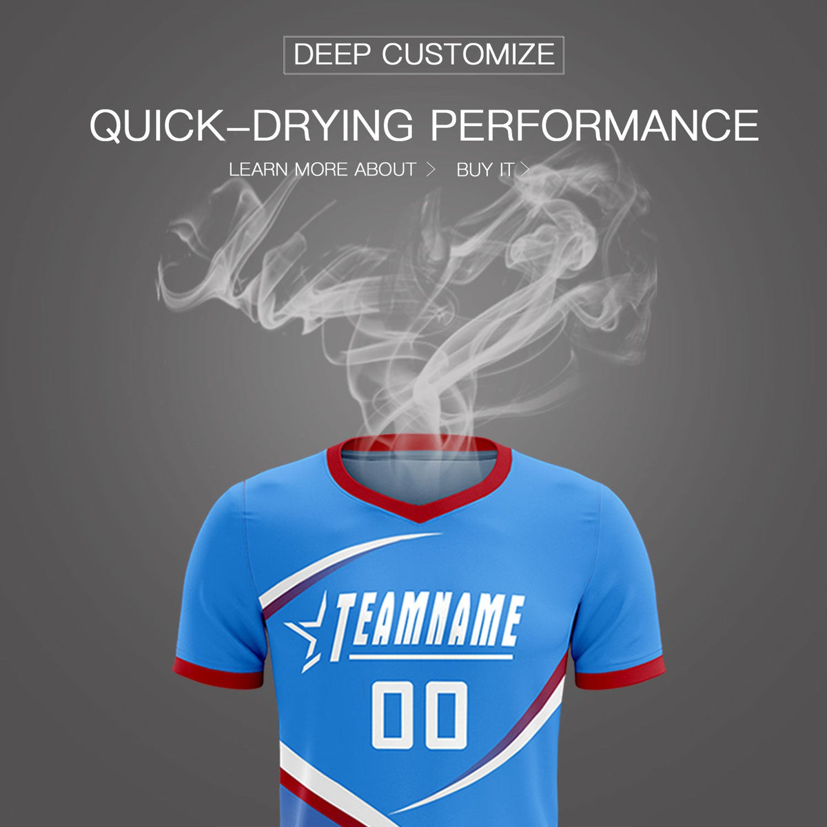 Custom Powder Blue Red Color Block Training Uniform For Men Soccer Sets Jersey