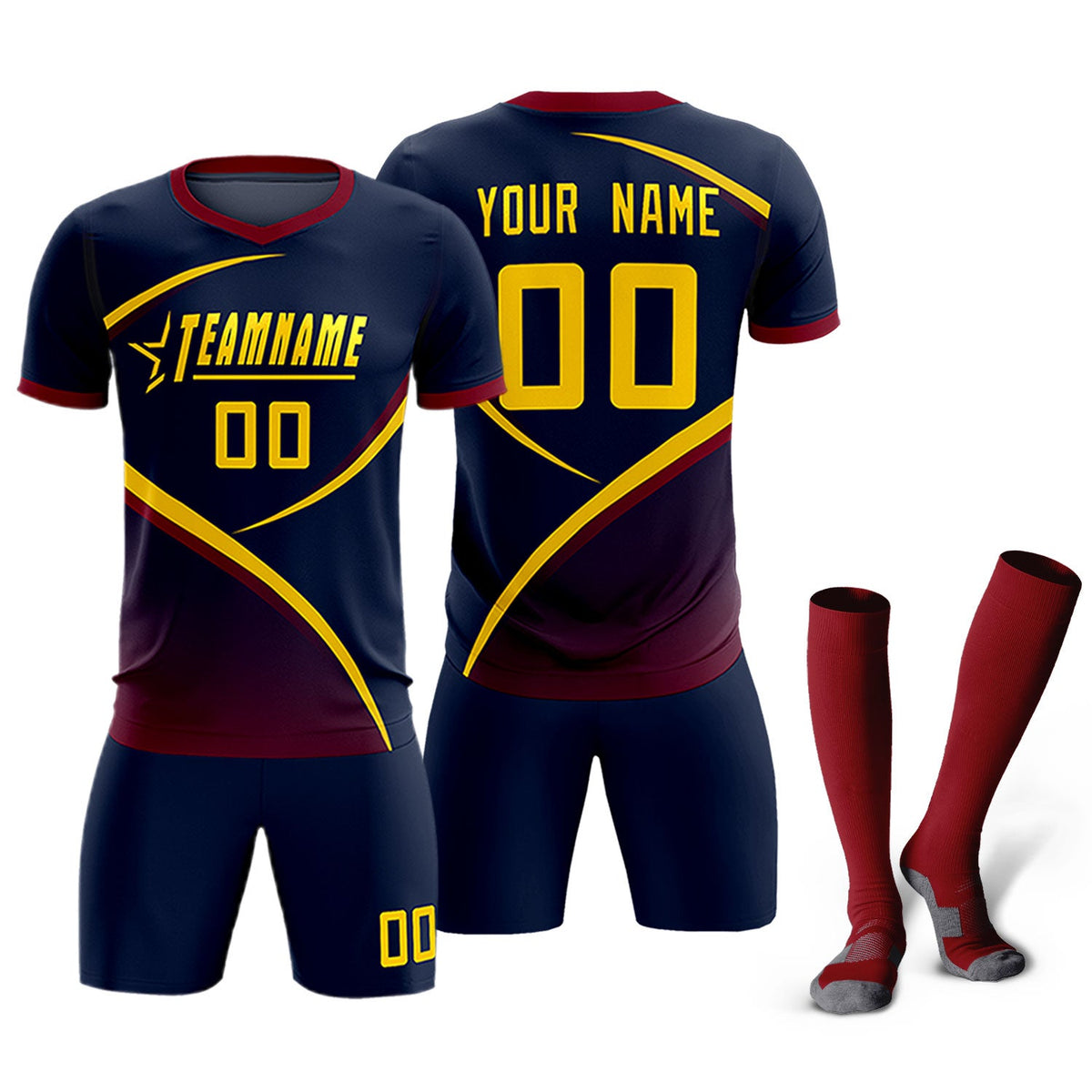 Custom Navy Navy Color Block Training Uniform For Men Soccer Sets Jersey