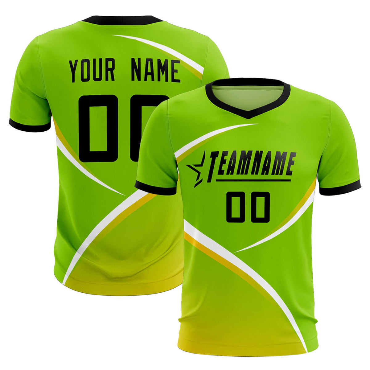 Custom Neon Green Black Color Block Training Uniform For Men Soccer Sets Jersey