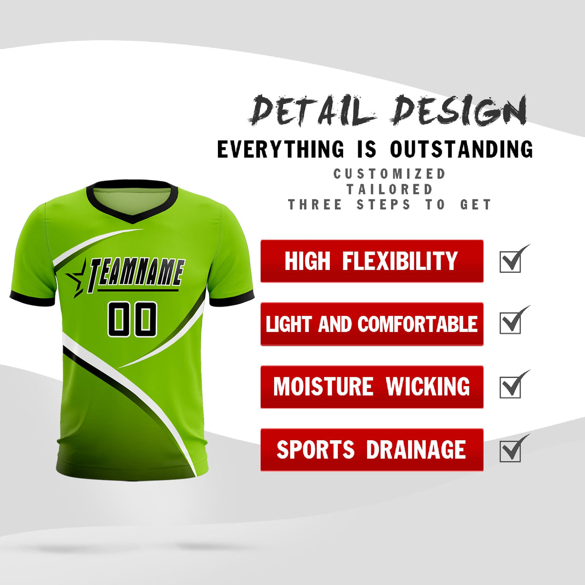 Custom Neon Green Black Color Block Training Uniform For Men Soccer Sets Jersey