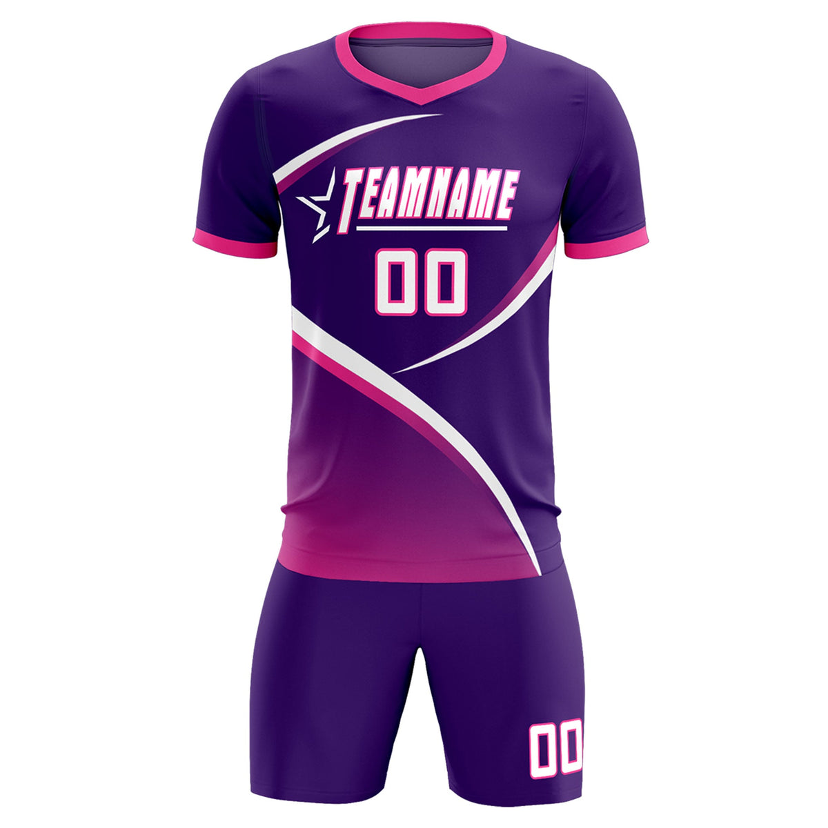 Custom Purple Pink Color Block Training Uniform For Men Soccer Sets Jersey