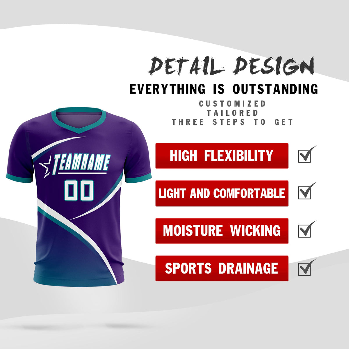 Custom Purple Aqua Color Block Training Uniform For Men Soccer Sets Jersey