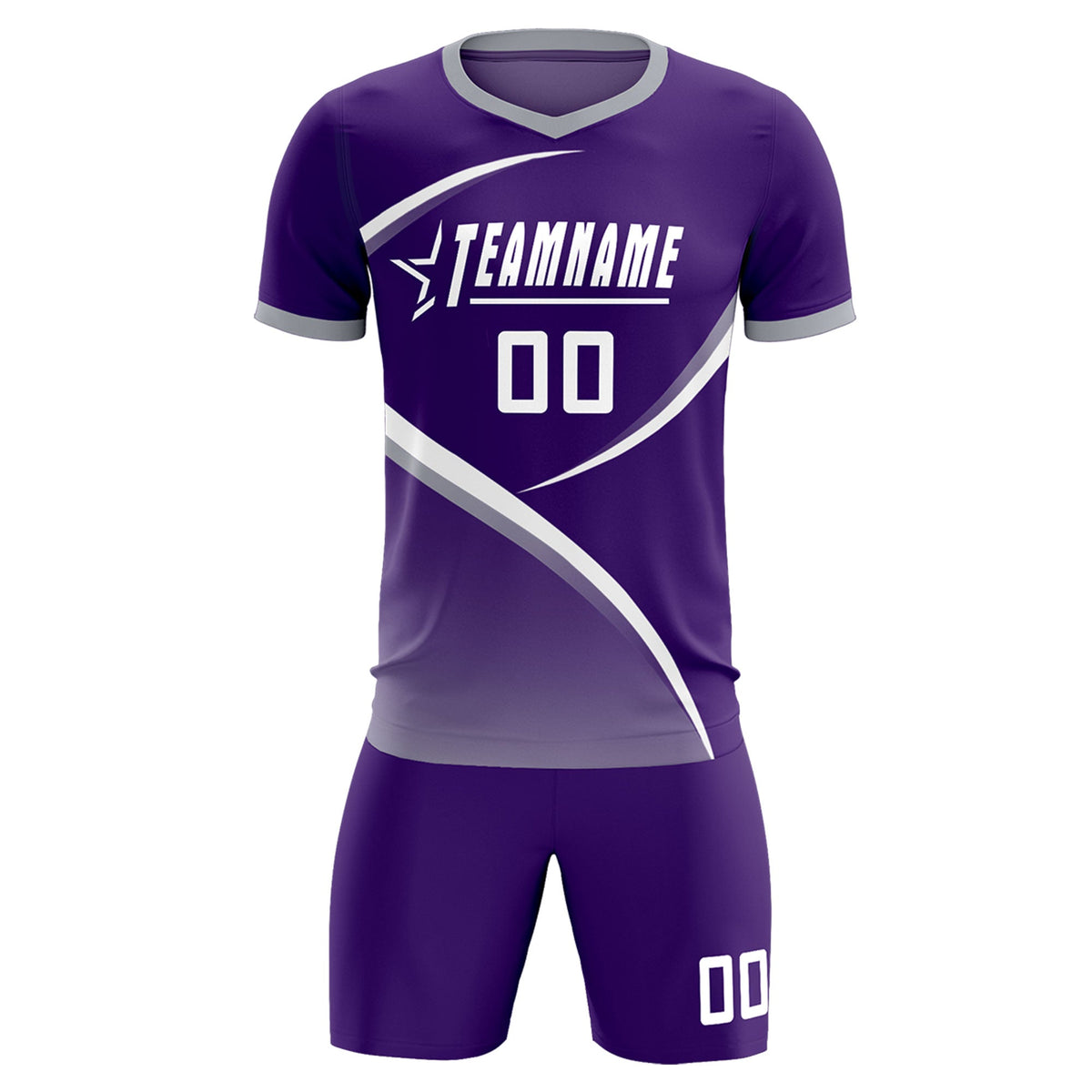 Custom Purple Gray Color Block Training Uniform For Men Soccer Sets Jersey