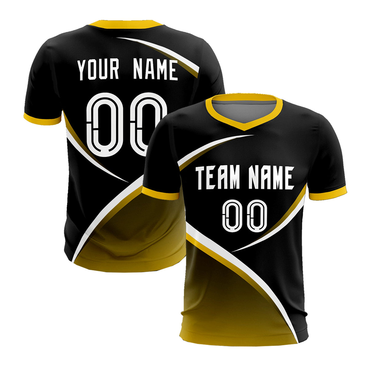 Custom Black Gold Color Block Training Uniform For Men Soccer Sets Jersey