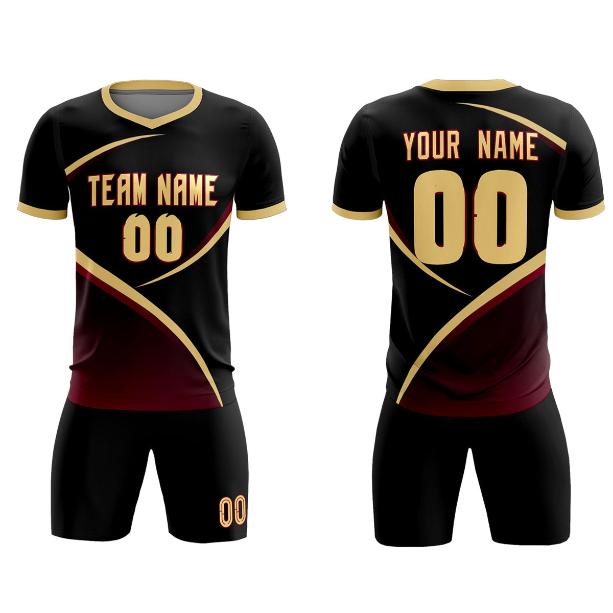 Custom Black Khaki Color Block Training Uniform For Men Soccer Sets Jersey