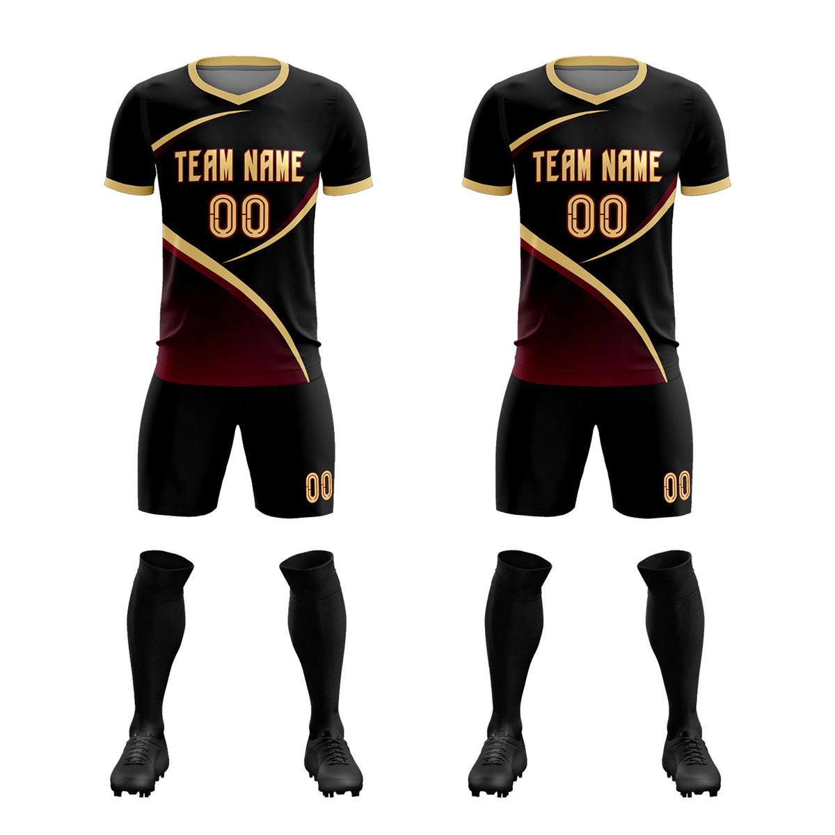 Custom Black Khaki Color Block Training Uniform For Men Soccer Sets Jersey