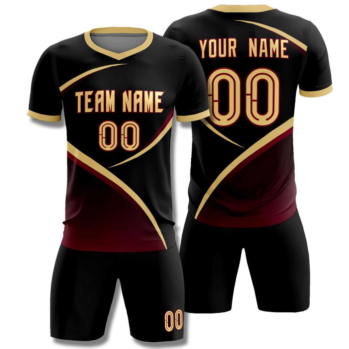 Custom Black Khaki Color Block Training Uniform For Men Soccer Sets Jersey