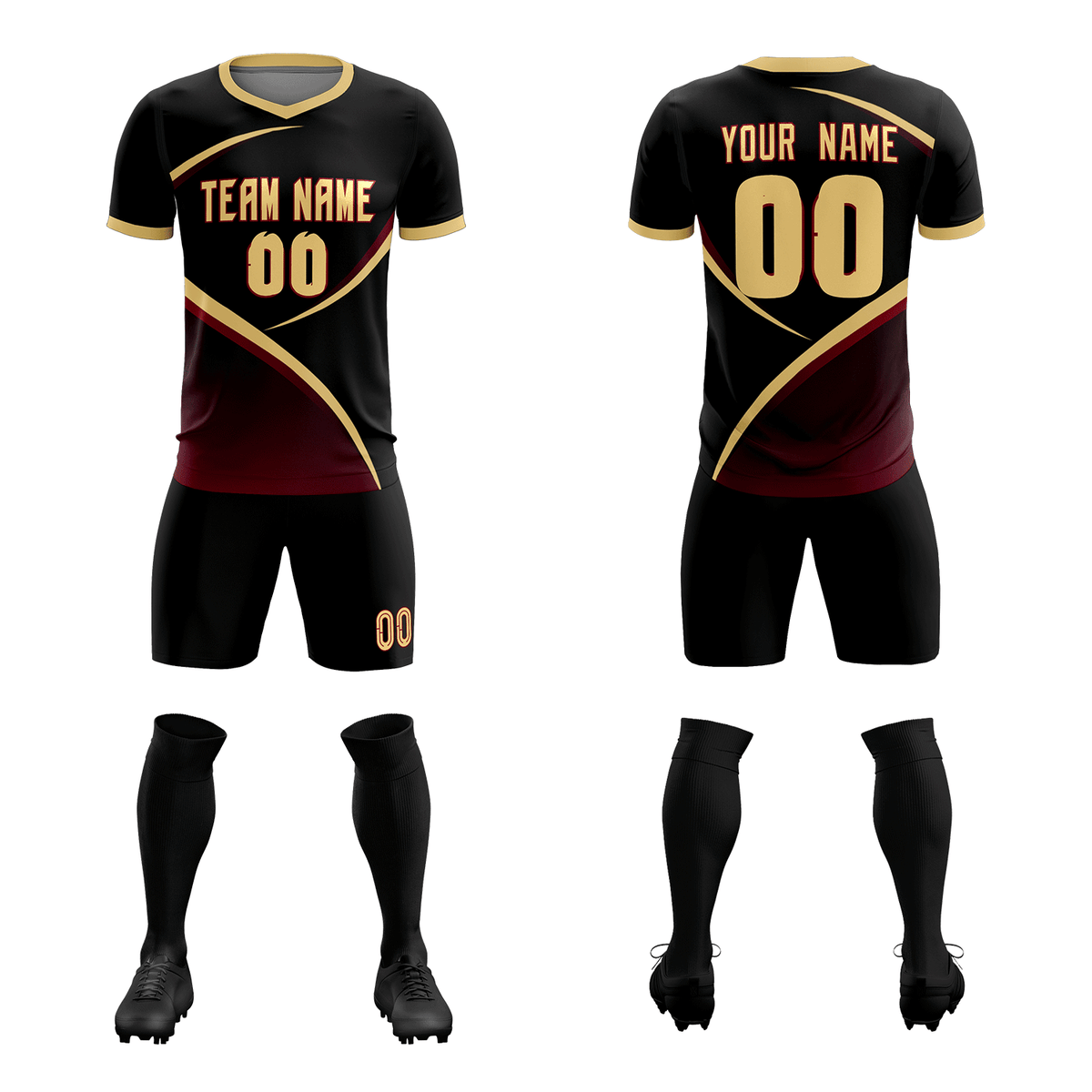 Custom Black Khaki Color Block Training Uniform For Men Soccer Sets Jersey