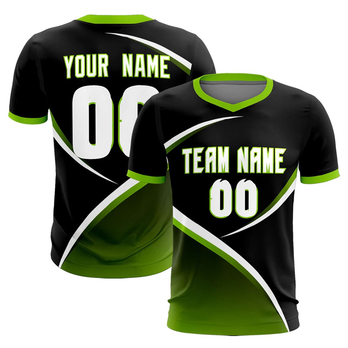 Custom Black Neon Green Color Block Training Uniform For Men Soccer Sets Jersey