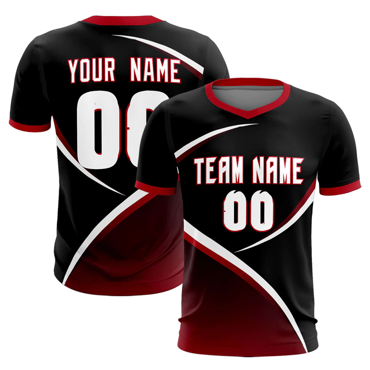 Custom Black Red Color Block Training Uniform For Men Soccer Sets Jersey
