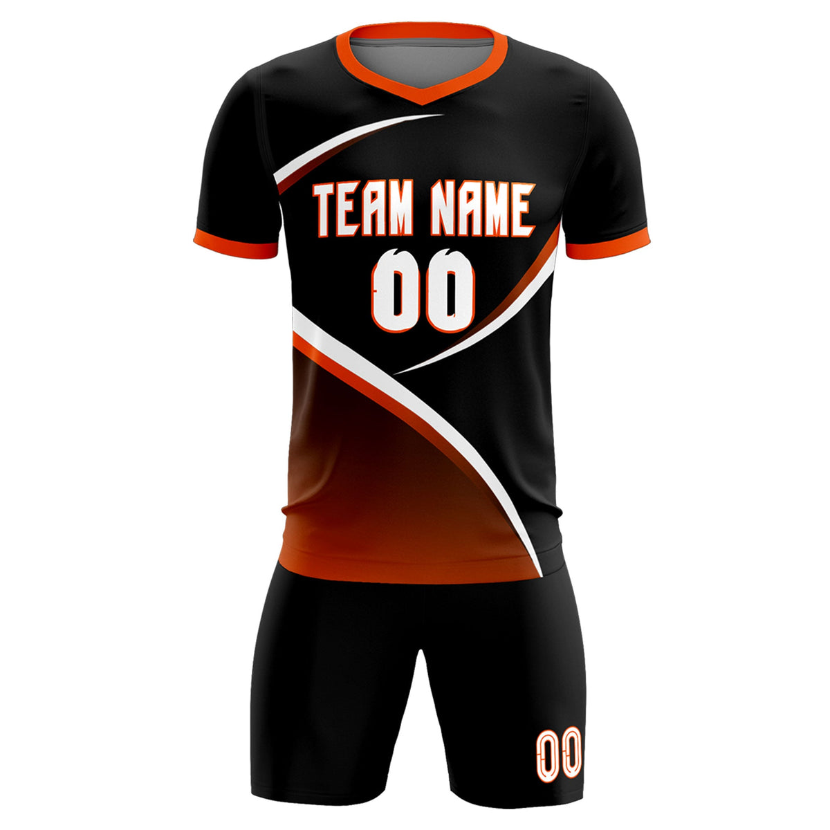 Custom Black Orange Color Block Training Uniform For Men Soccer Sets Jersey
