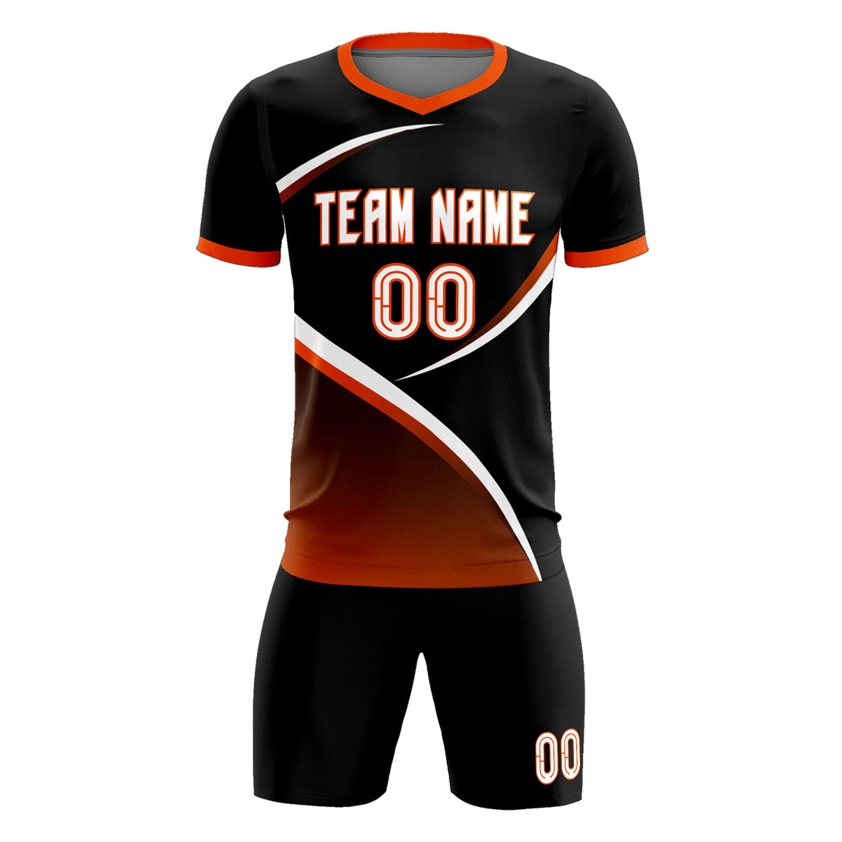 Custom Black Orange Color Block Training Uniform For Men Soccer Sets Jersey