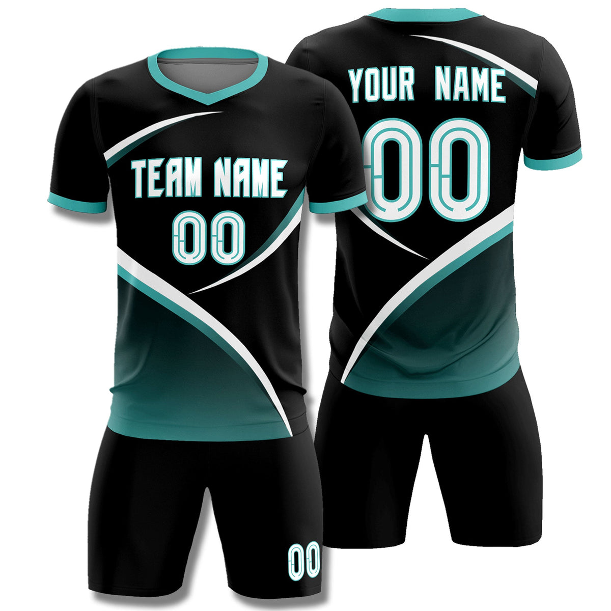 Custom Black Bright Green Color Block Training Uniform For Men Soccer Sets Jersey