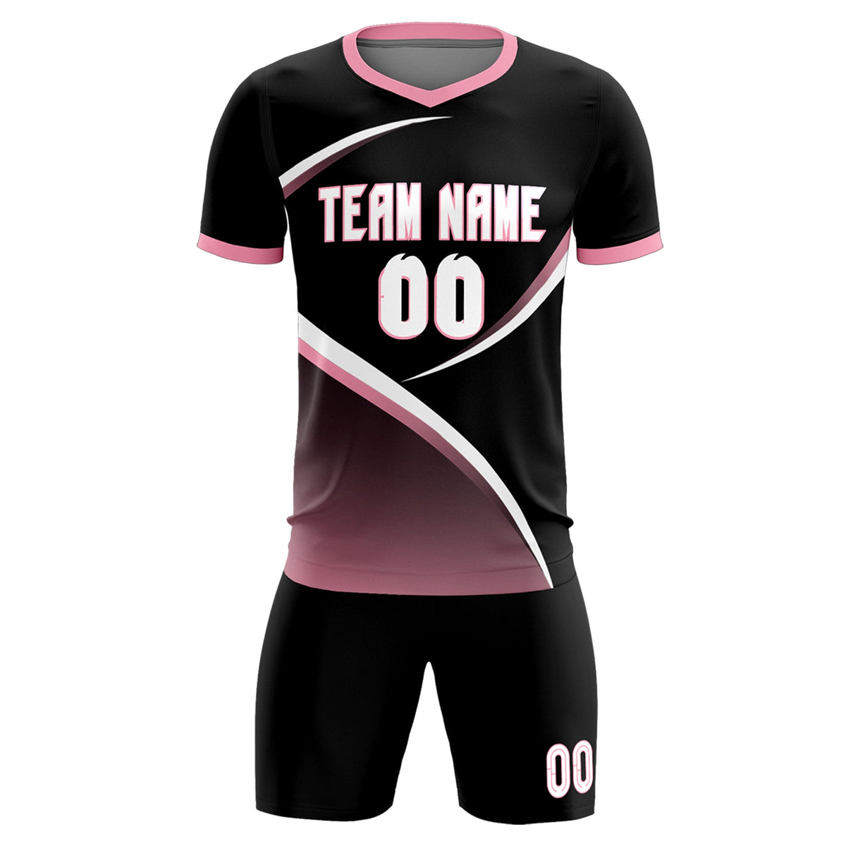 Custom Black Light Pink Color Block Training Uniform For Men Soccer Sets Jersey