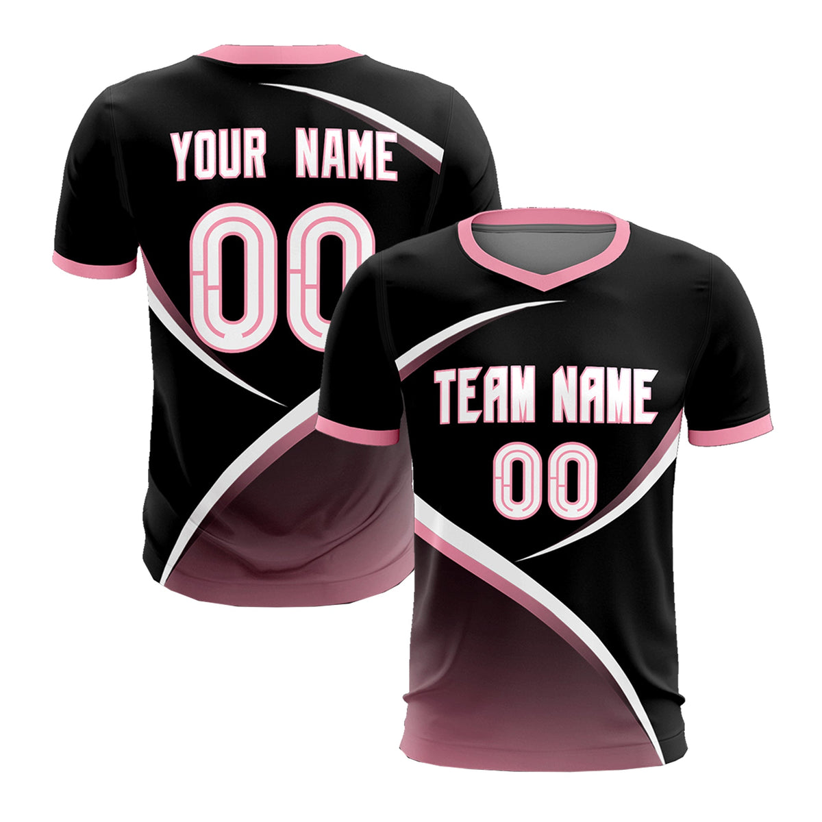 Custom Black Light Pink Color Block Training Uniform For Men Soccer Sets Jersey