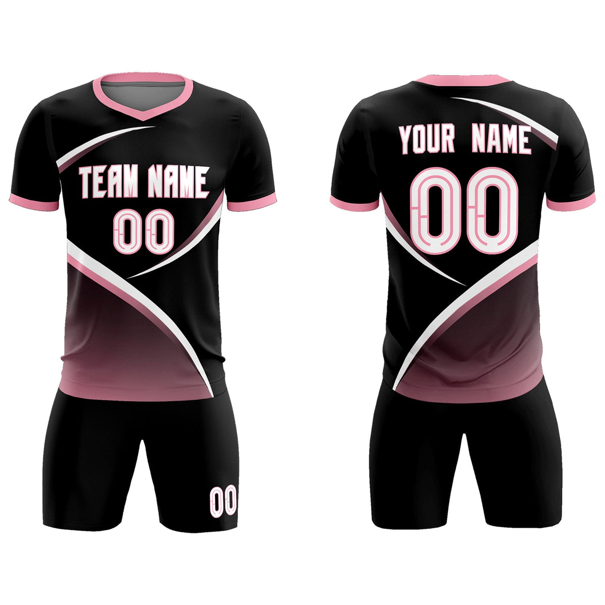 Custom Black Light Pink Color Block Training Uniform For Men Soccer Sets Jersey