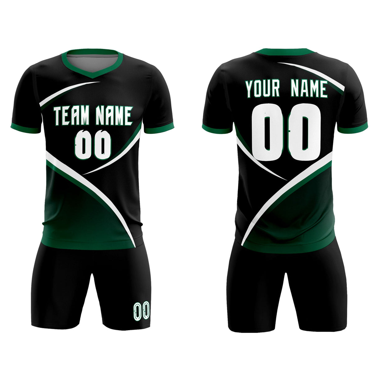 Custom Black Kelly Green Color Block Training Uniform For Men Soccer Sets Jersey