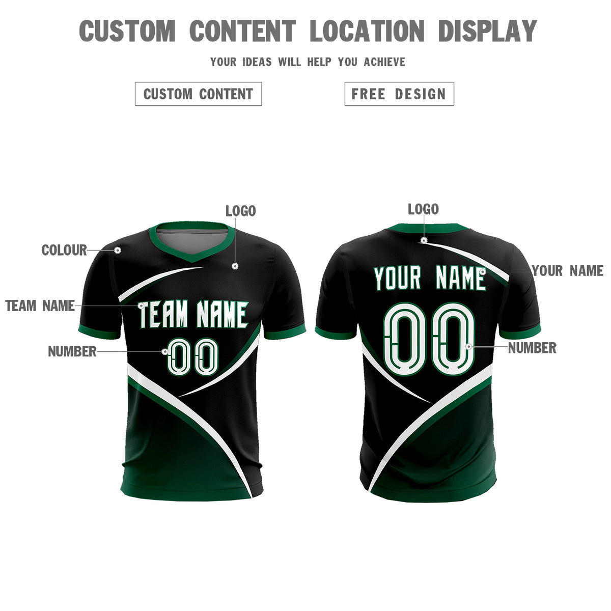 Custom Black Kelly Green Color Block Training Uniform For Men Soccer Sets Jersey