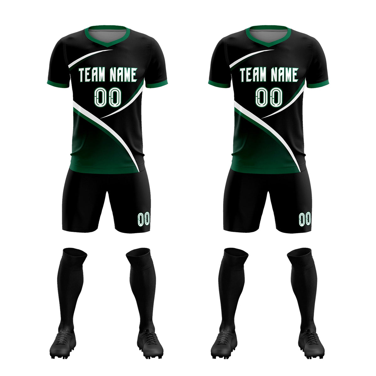 Custom Black Kelly Green Color Block Training Uniform For Men Soccer Sets Jersey