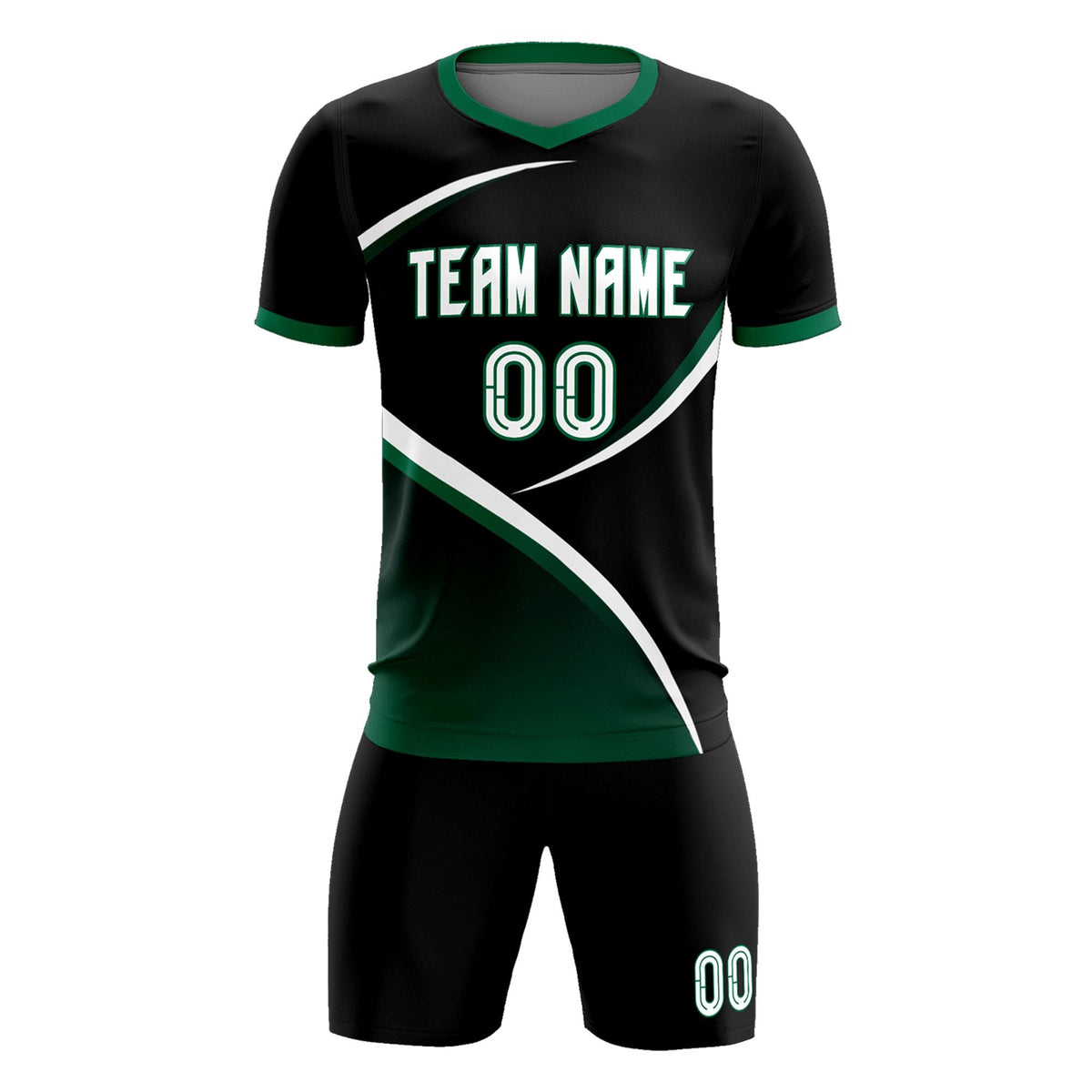 Custom Black Kelly Green Color Block Training Uniform For Men Soccer Sets Jersey