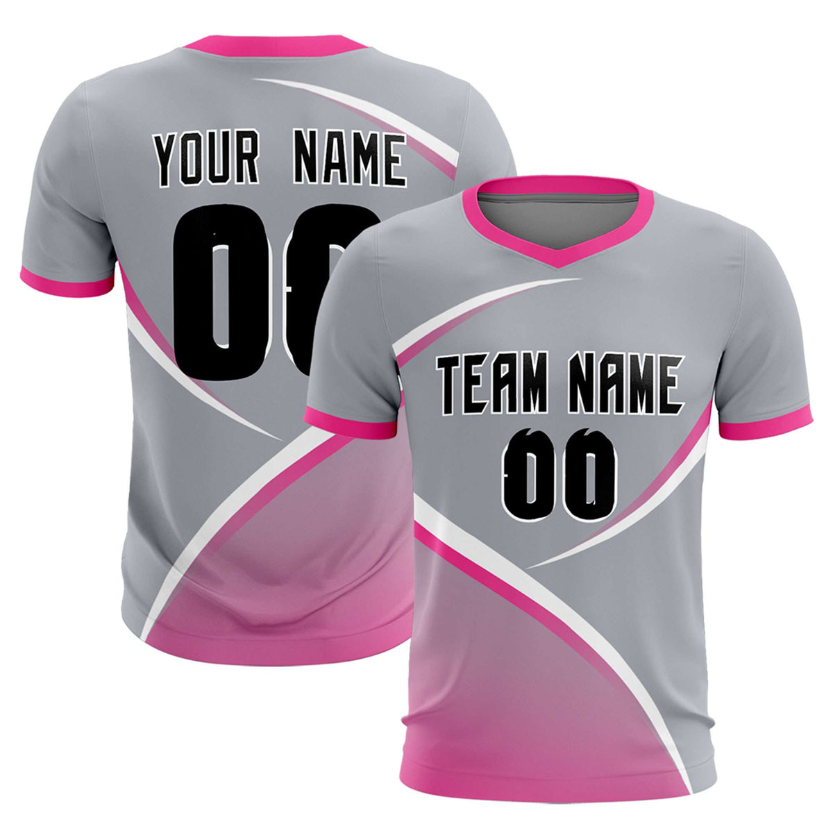 Custom Gray Pink Color Block Training Uniform For Men Soccer Sets Jersey