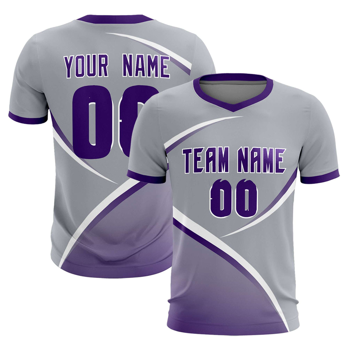 Custom Gray Purple Color Block Training Uniform For Men Soccer Sets Jersey