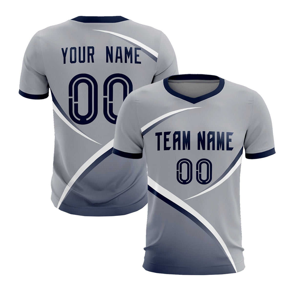 Custom Gray Navy Color Block Training Uniform For Men Soccer Sets Jersey