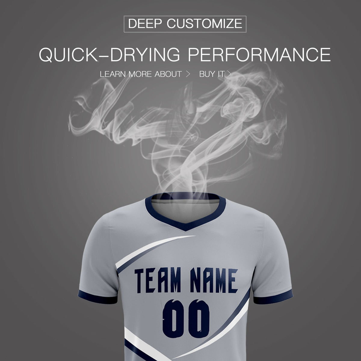 Custom Gray Navy Color Block Training Uniform For Men Soccer Sets Jersey