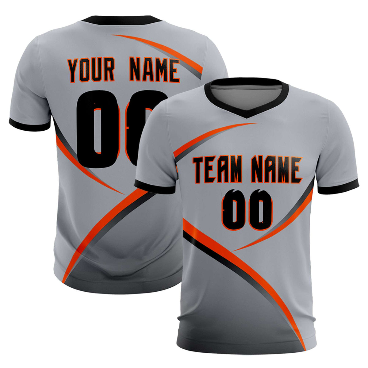 Custom Gray Black Color Block Training Uniform For Men Soccer Sets Jersey