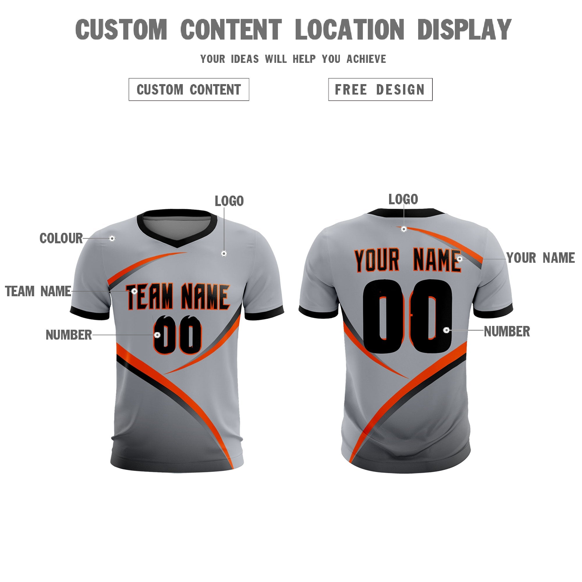 Custom Gray Black Color Block Training Uniform For Men Soccer Sets Jersey