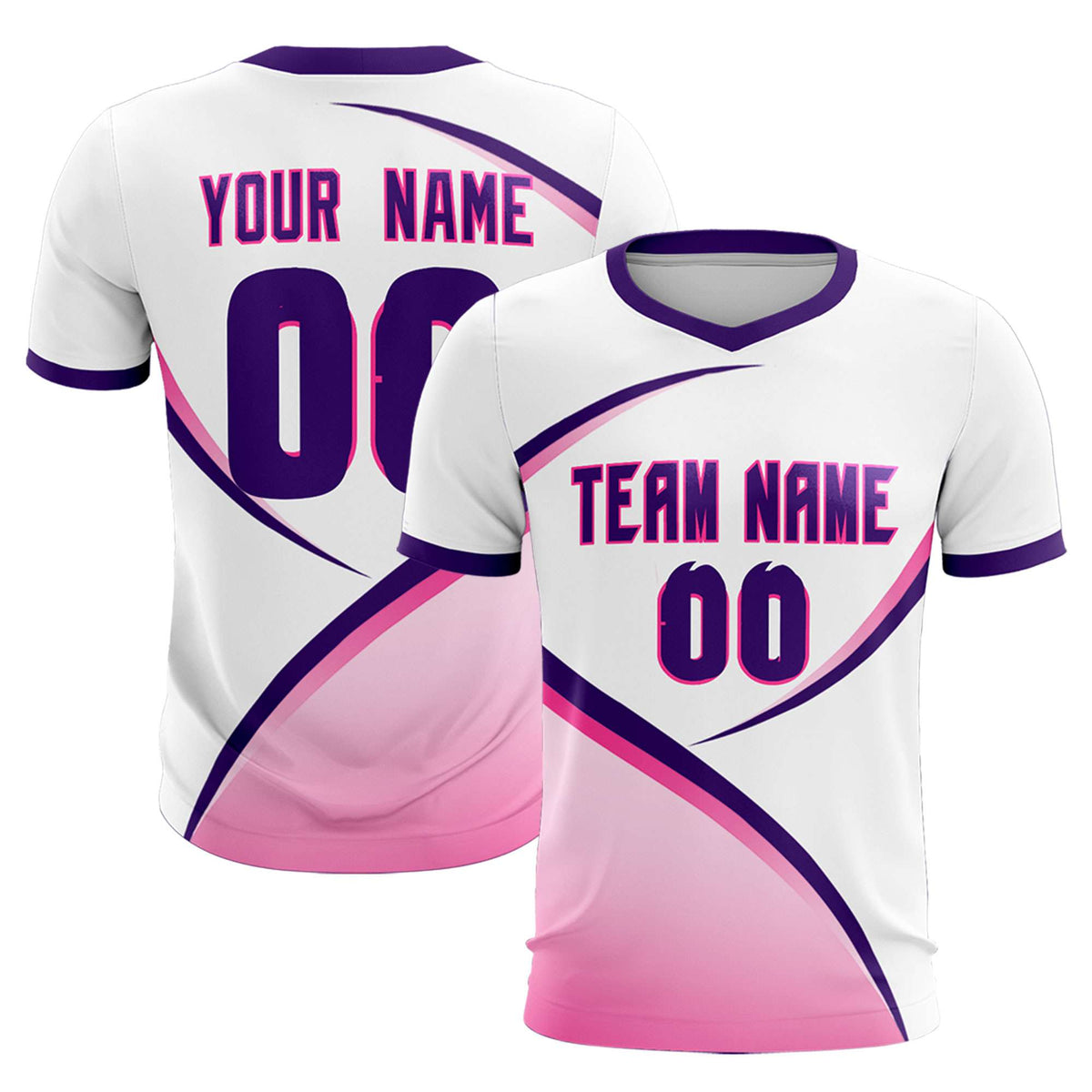 Custom White Purple Color Block Training Uniform For Men Soccer Sets Jersey