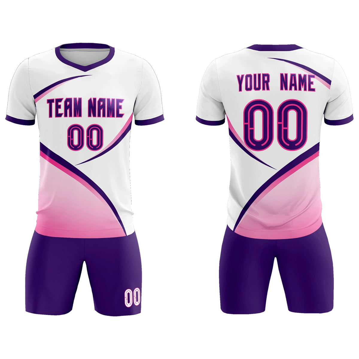 Custom White Purple Color Block Training Uniform For Men Soccer Sets Jersey