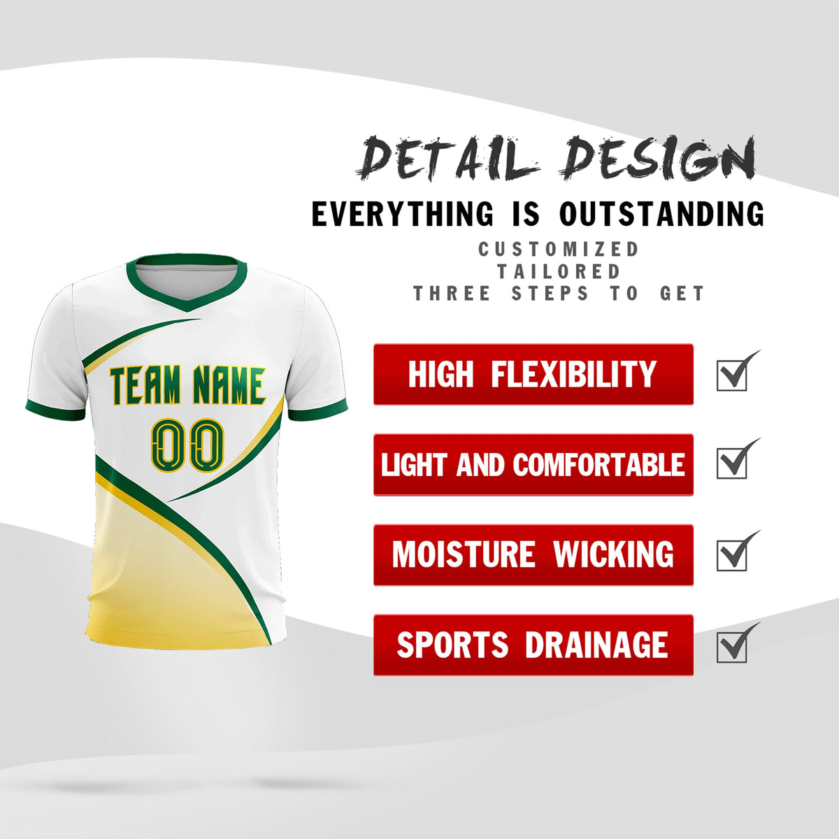 Custom White Kelly Green Color Block Training Uniform For Men Soccer Sets Jersey