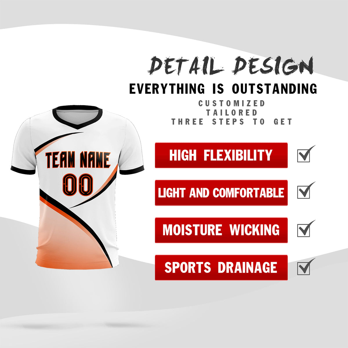 Custom White Black Color Block Training Uniform For Men Soccer Sets Jersey