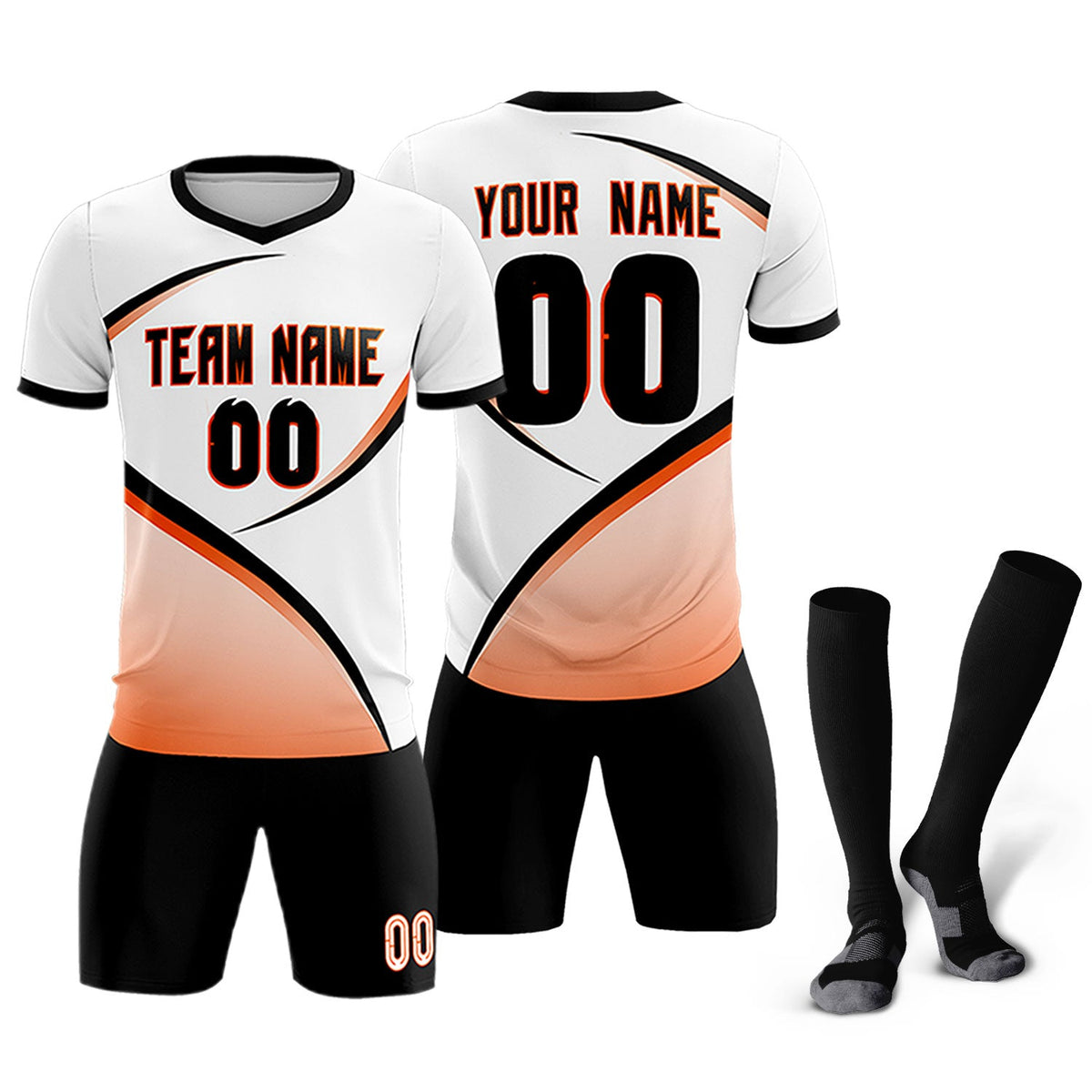 Custom White Black Color Block Training Uniform For Men Soccer Sets Jersey