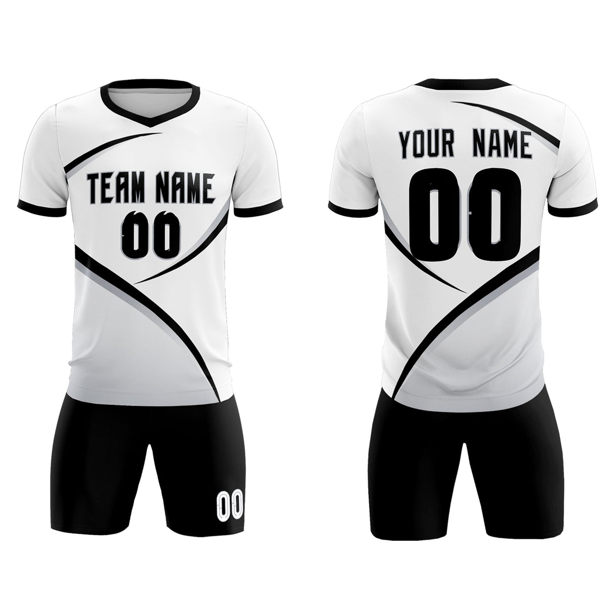 Custom White Black Color Block Training Uniform For Men Soccer Sets Jersey