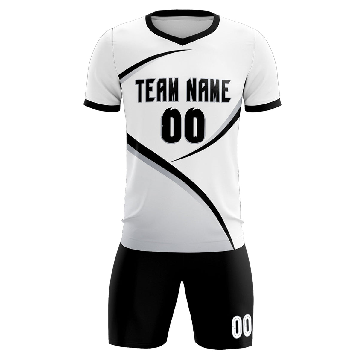 Custom White Black Color Block Training Uniform For Men Soccer Sets Jersey