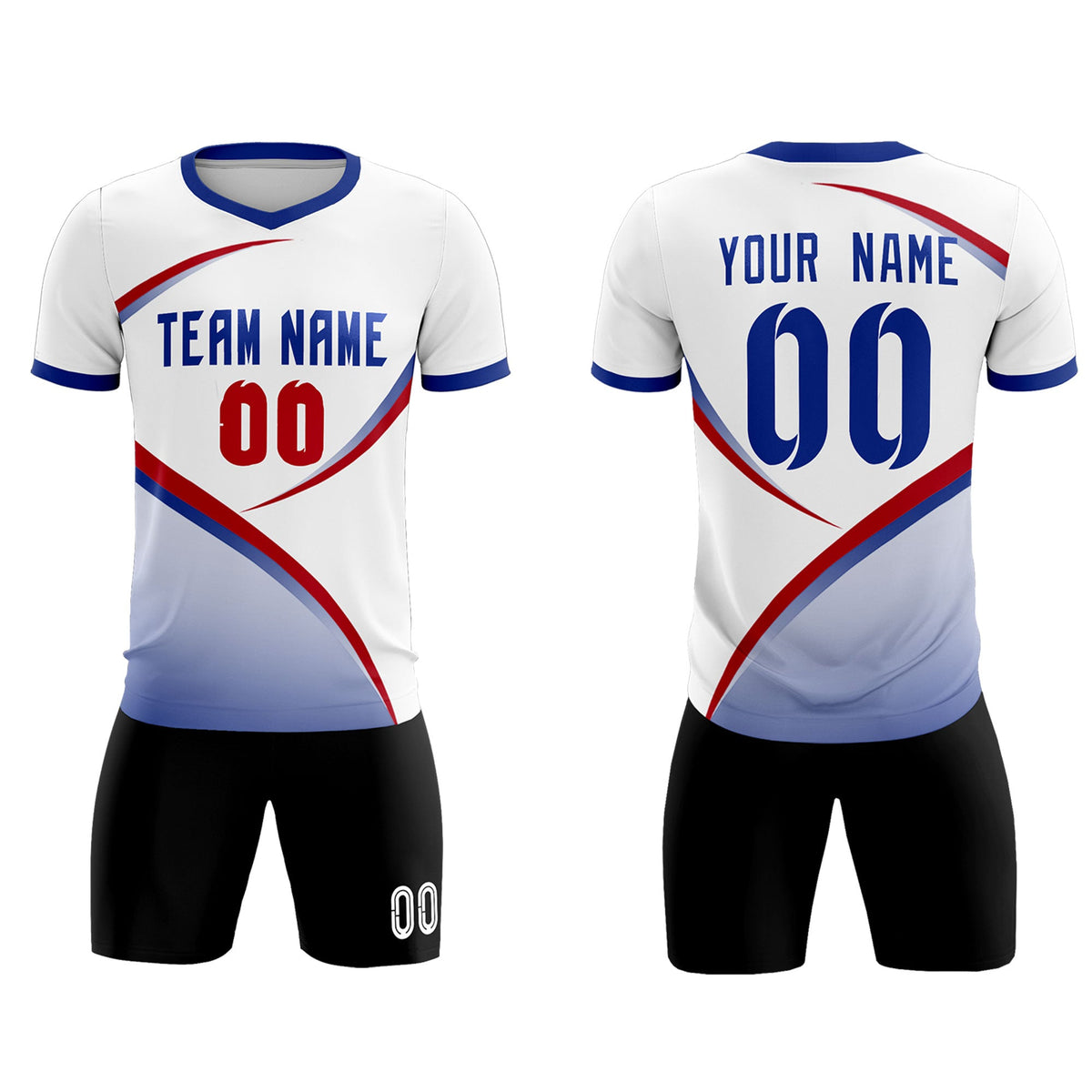 Custom White Royal Color Block Training Uniform For Men Soccer Sets Jersey