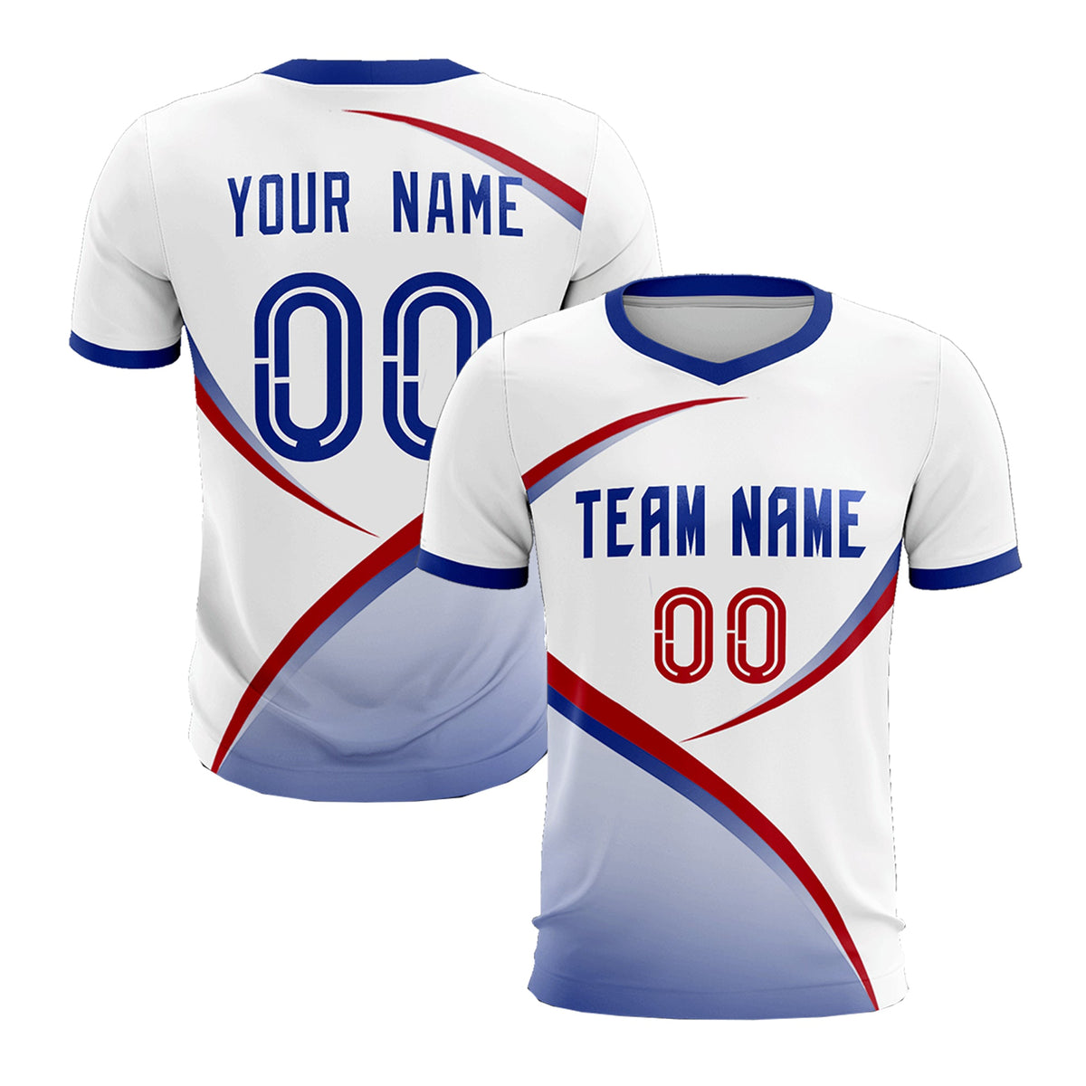 Custom White Royal Color Block Training Uniform For Men Soccer Sets Jersey