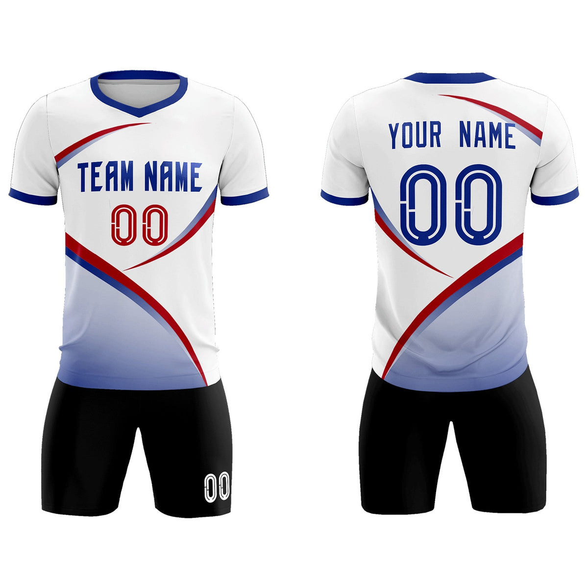 Custom White Royal Color Block Training Uniform For Men Soccer Sets Jersey