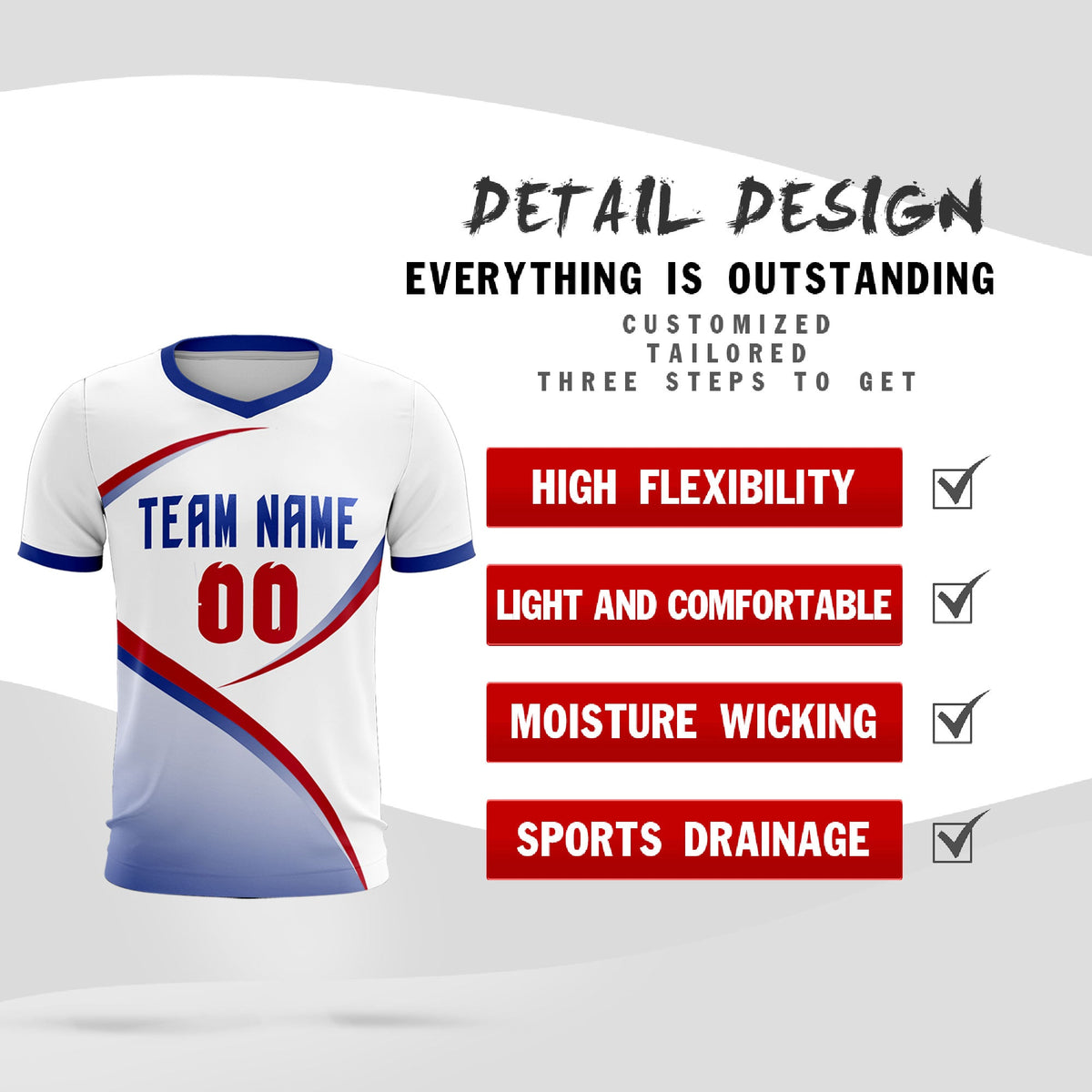 Custom White Royal Color Block Training Uniform For Men Soccer Sets Jersey