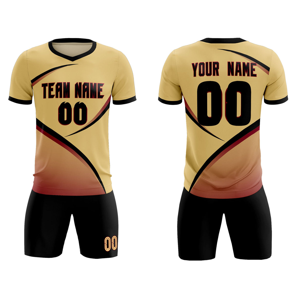 Custom Khaki Black Color Block Training Uniform For Men Soccer Sets Jersey