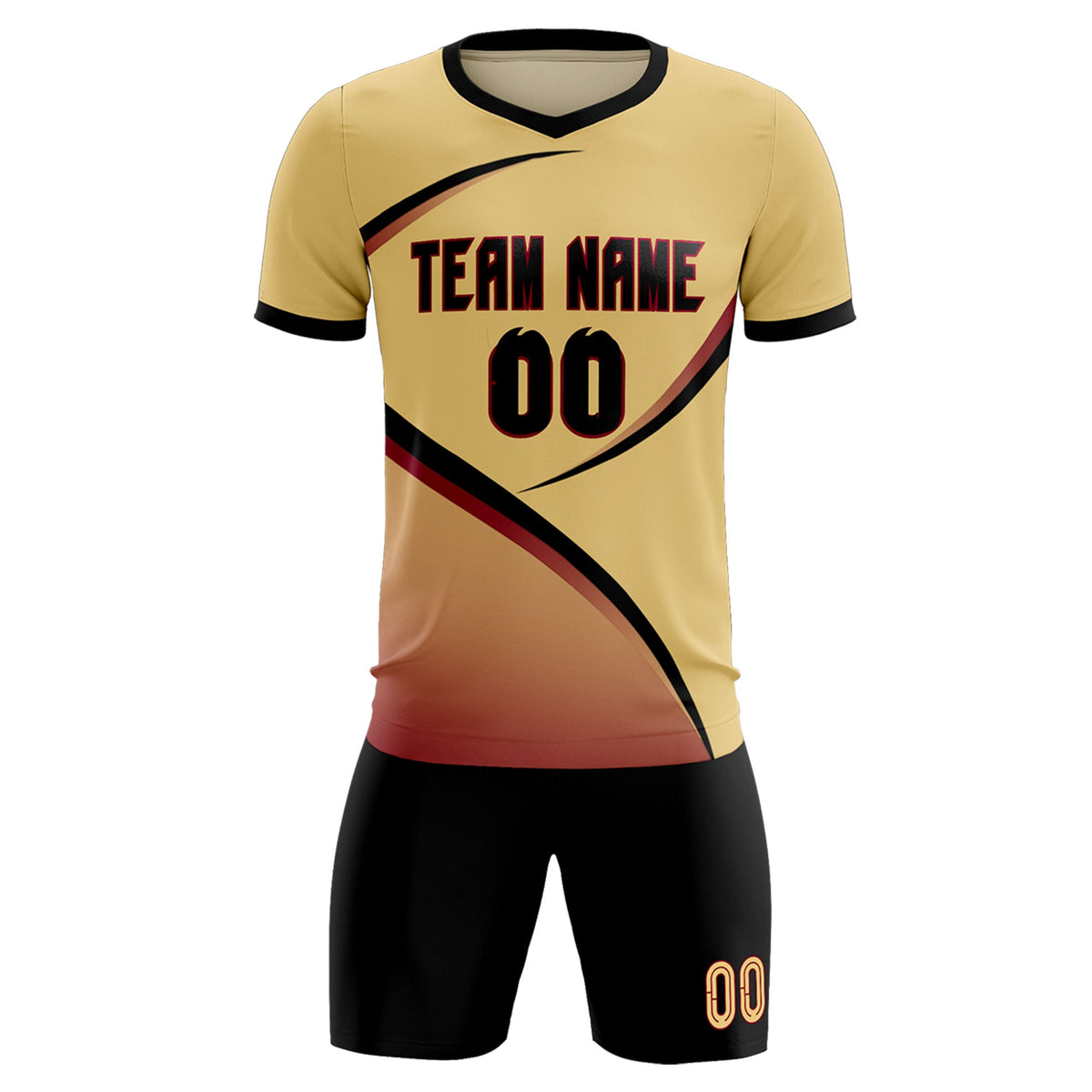 Custom Khaki Black Color Block Training Uniform For Men Soccer Sets Jersey