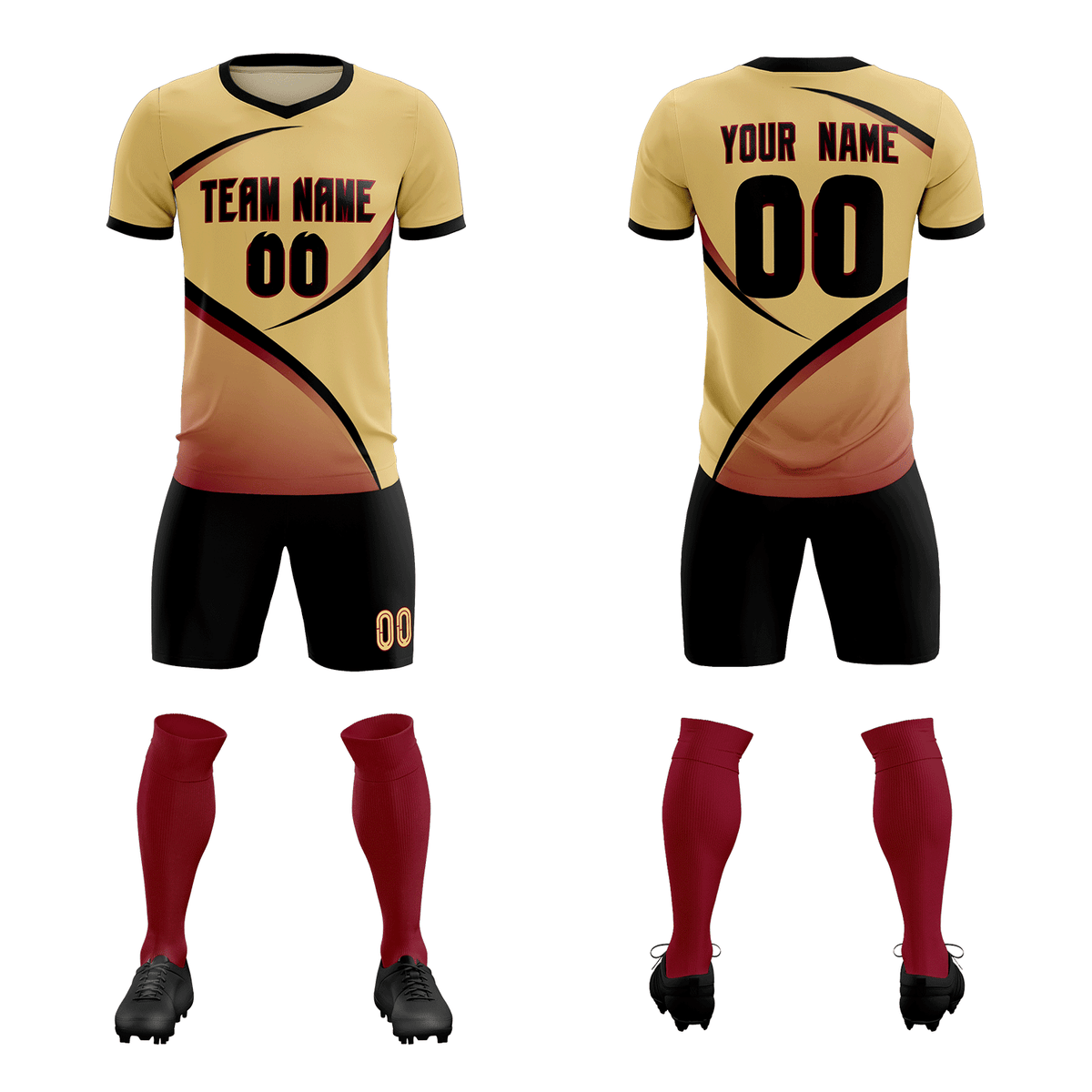 Custom Khaki Black Color Block Training Uniform For Men Soccer Sets Jersey