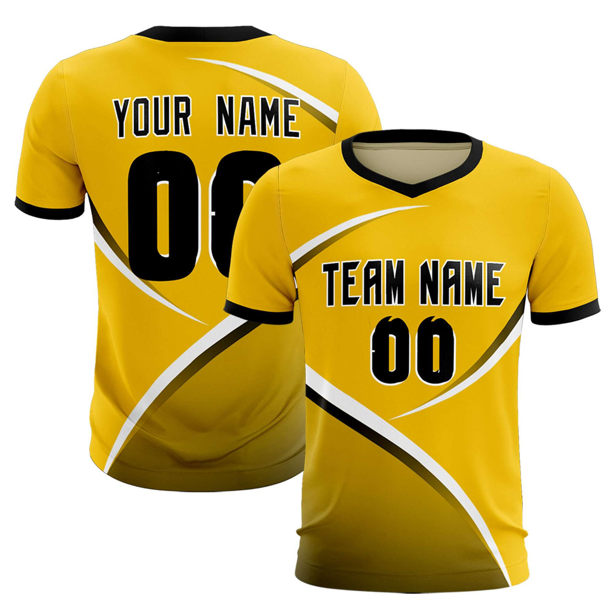 Custom Gold Black Color Block Training Uniform For Men Soccer Sets Jersey