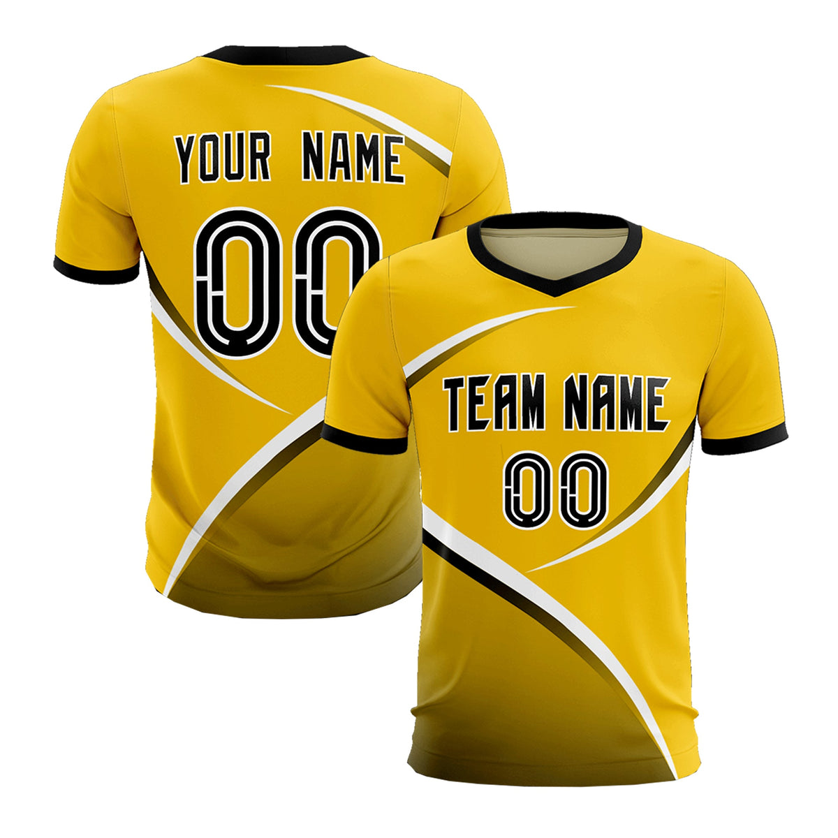 Custom Gold Black Color Block Training Uniform For Men Soccer Sets Jersey