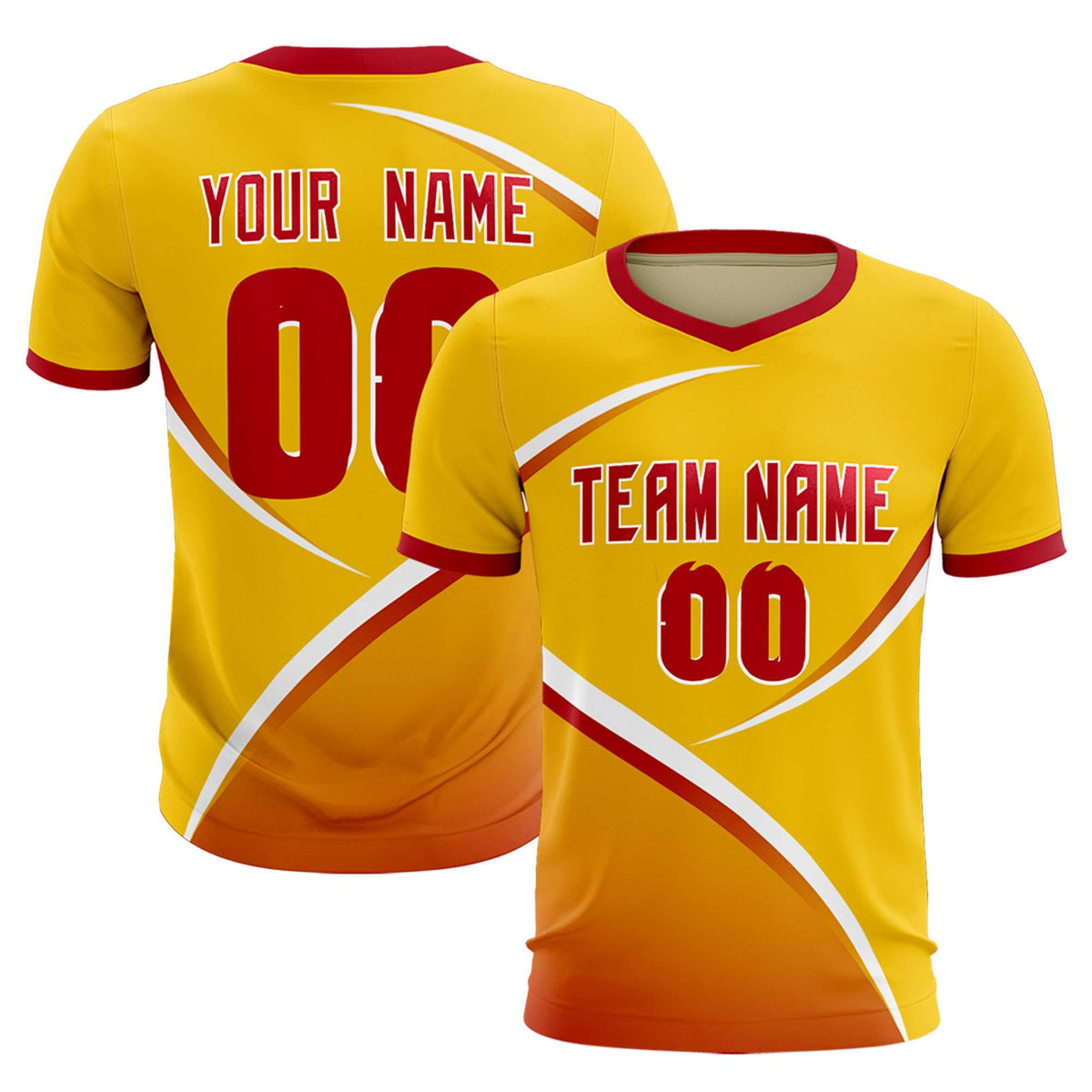 Custom Gold Red Color Block Training Uniform For Men Soccer Sets Jersey