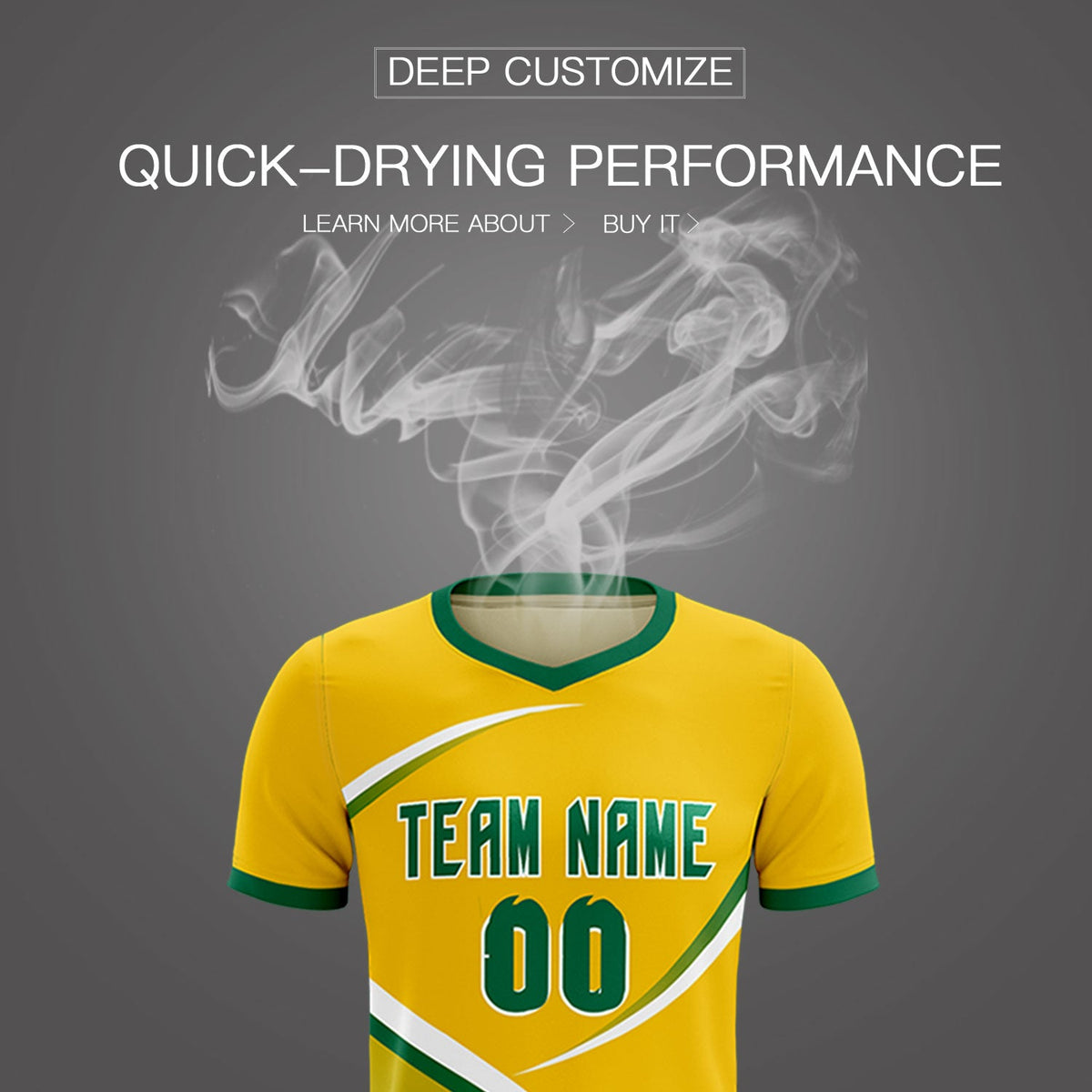 Custom Gold Kelly Green Color Block Training Uniform For Men Soccer Sets Jersey