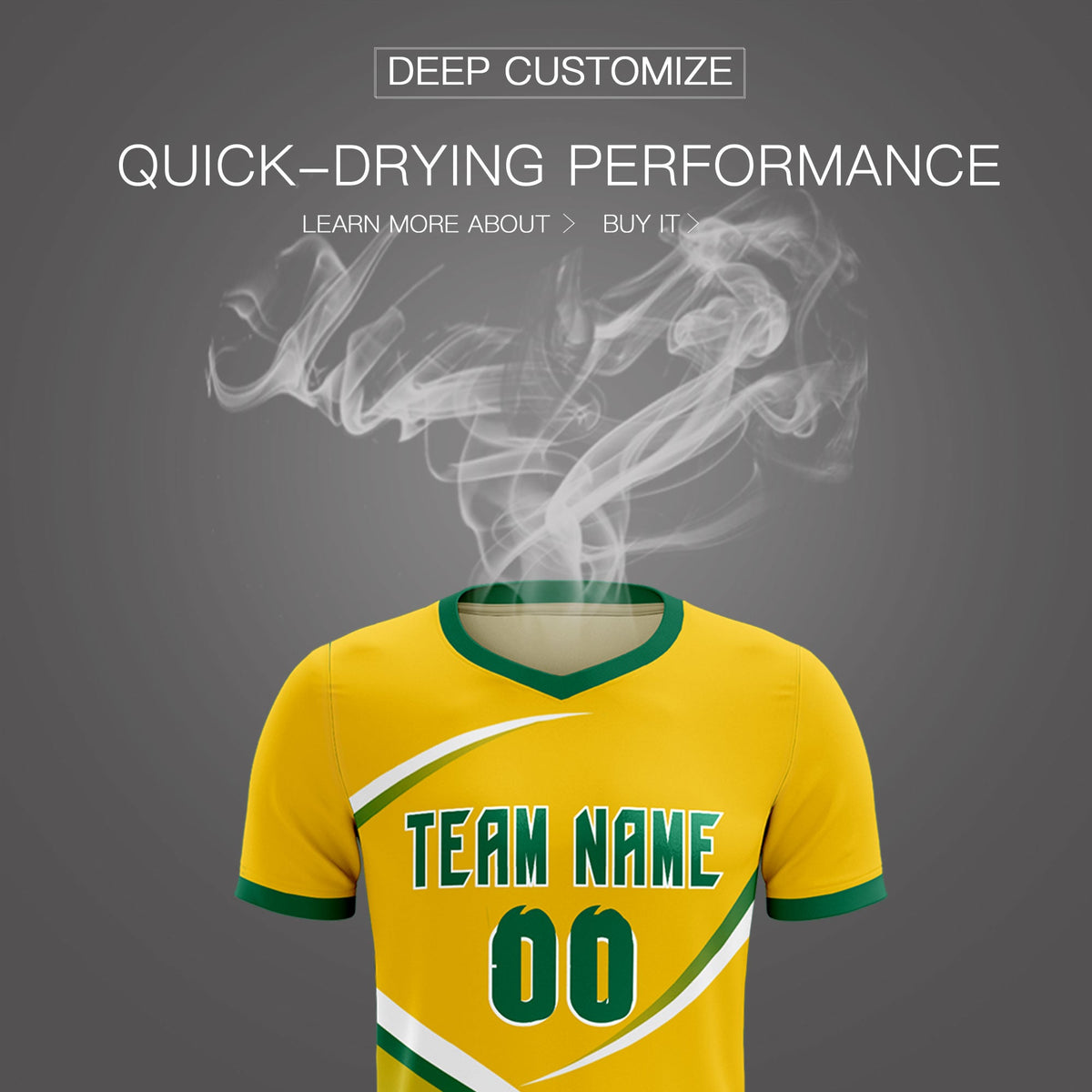 Custom Gold Kelly Green Color Block Training Uniform For Men Soccer Sets Jersey