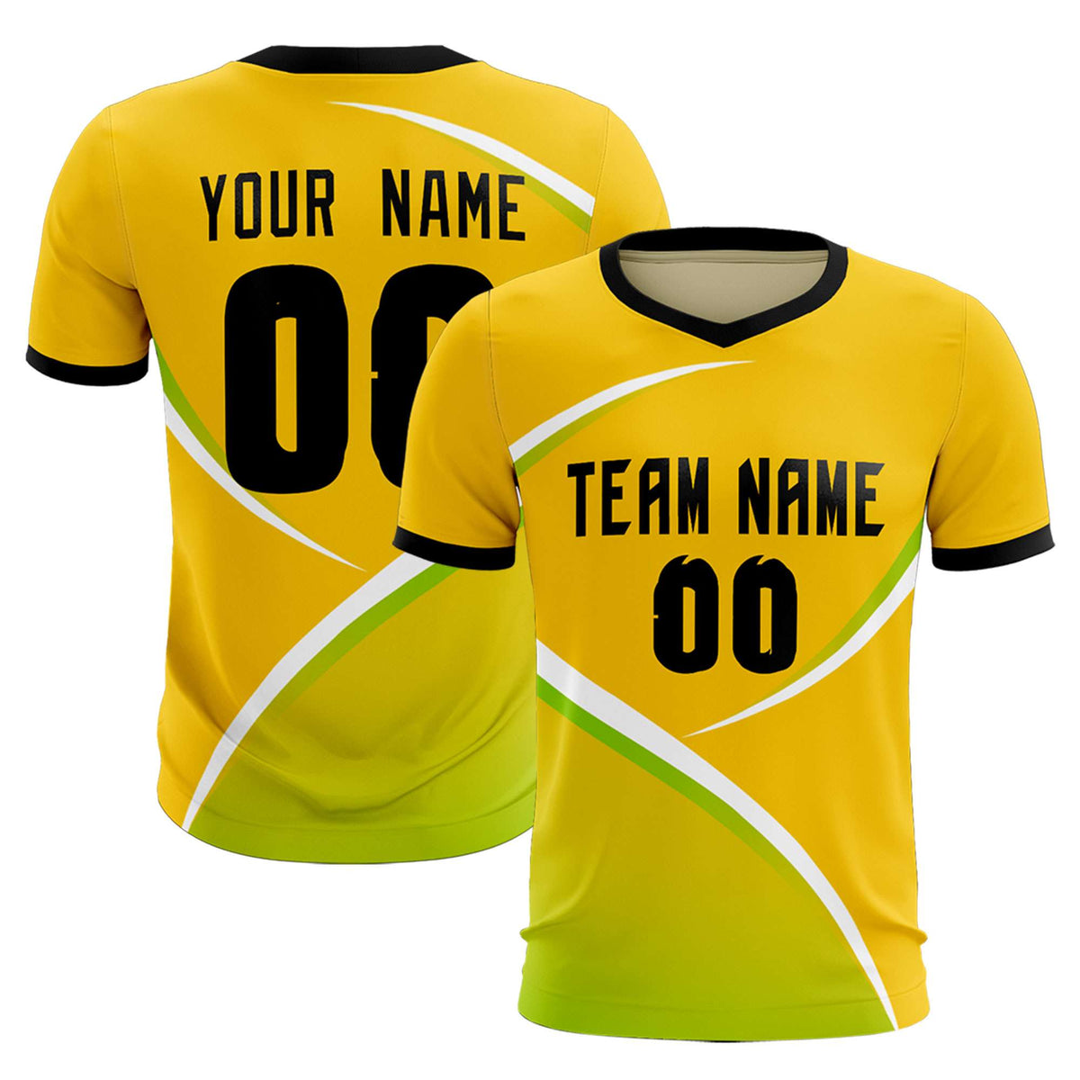 Custom Gold Black Color Block Training Uniform For Men Soccer Sets Jersey